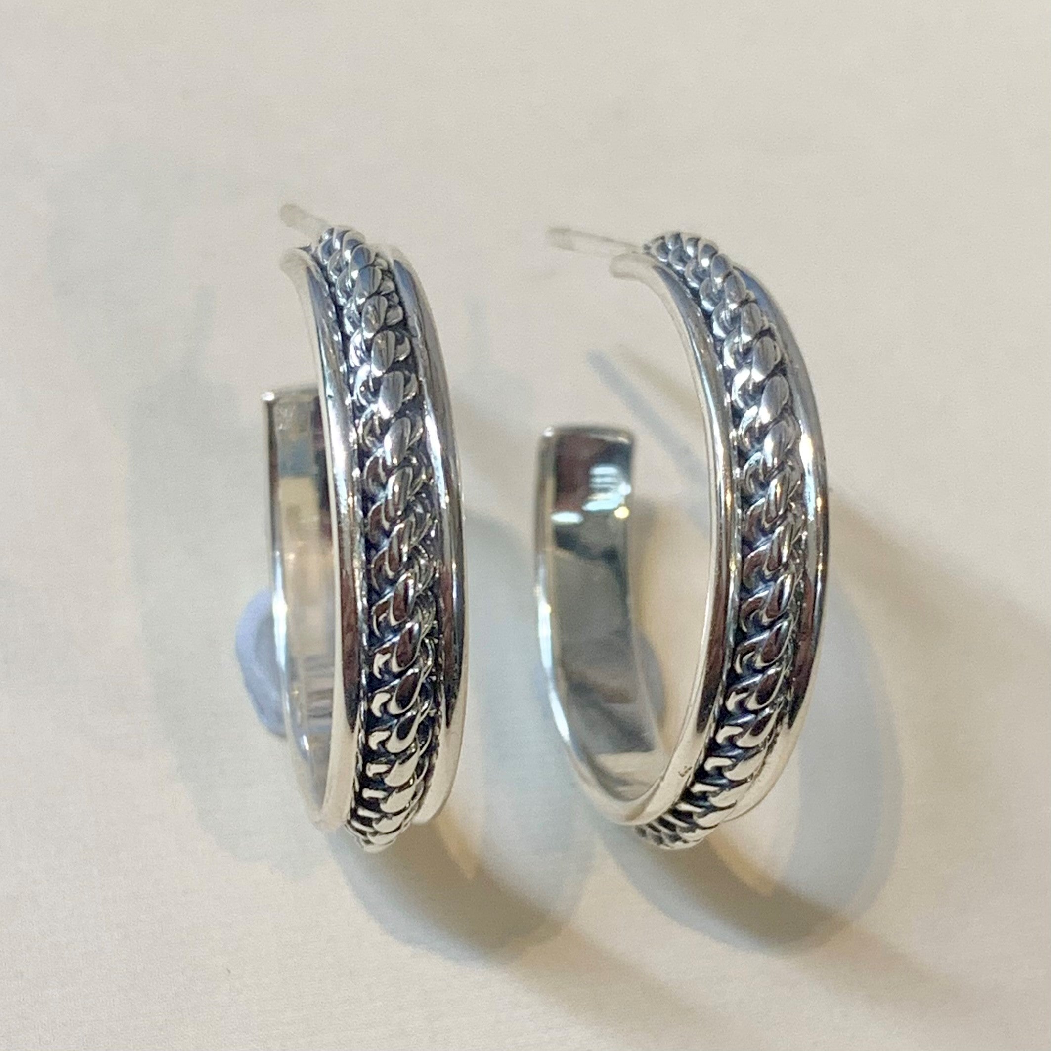 Braided hoop earrings in sterling silver Silver - LOEWE